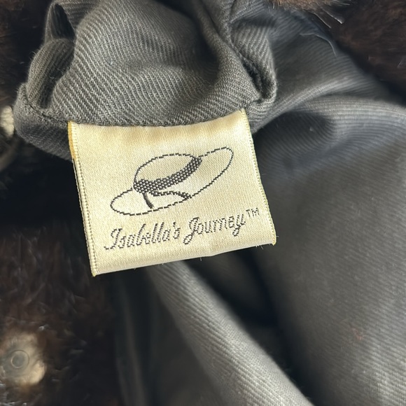 Vintage Faux Fur Handbag Wooden Handle Satchel purse Black / Brown - Picture 7 of 8